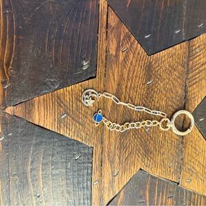 Gold Chain Keychain with Blue Charm